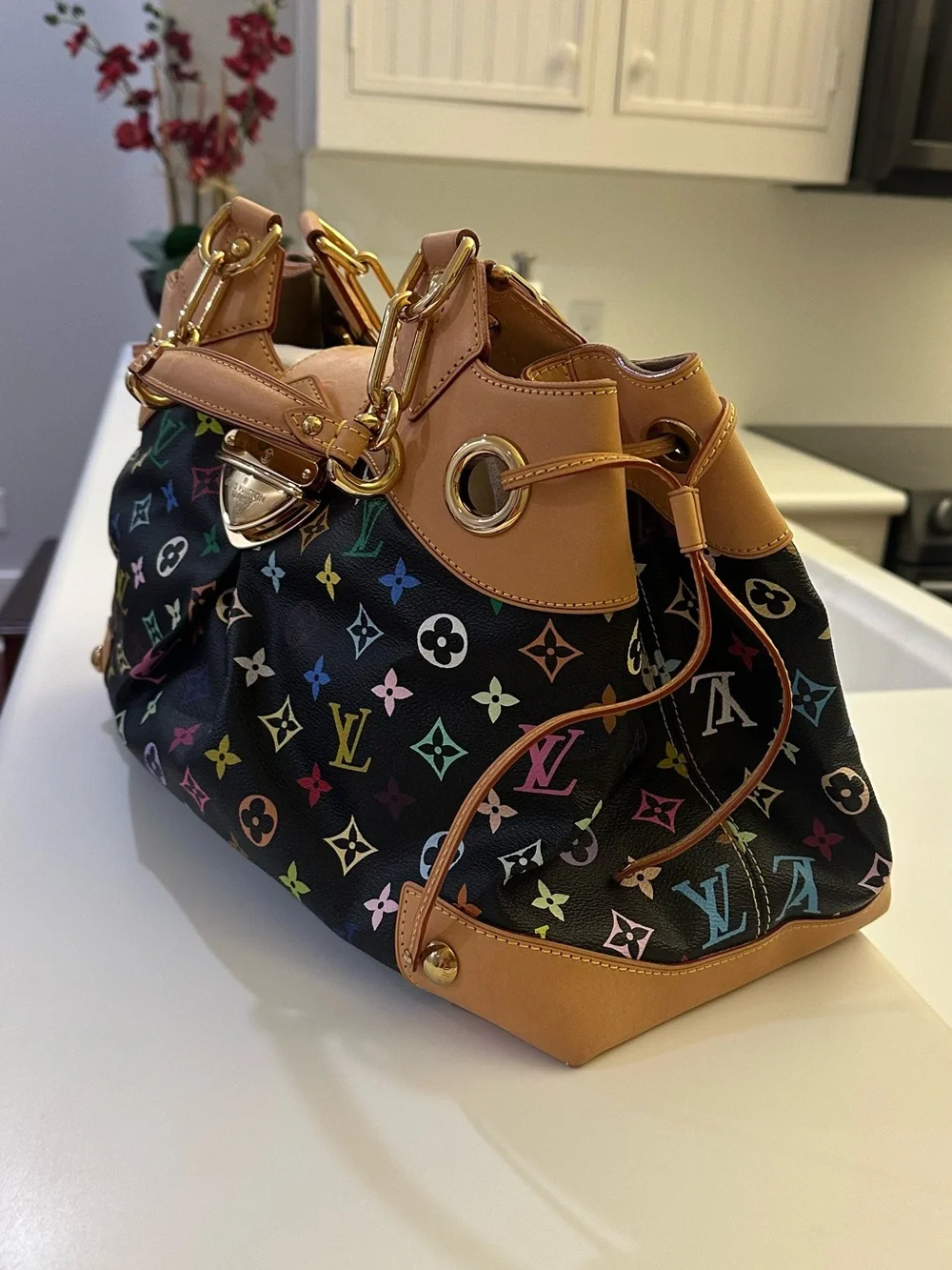 Louis Vuitton Limited Edition Light Beige Suede Interior- Classic Embossed Logo